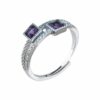 BAGUE AMÉTHYSTE FACETTÉE MONTURE CUIVRE BLANC (ajustable) – Image 2