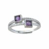 BAGUE AMÉTHYSTE FACETTÉE MONTURE CUIVRE BLANC (ajustable)
