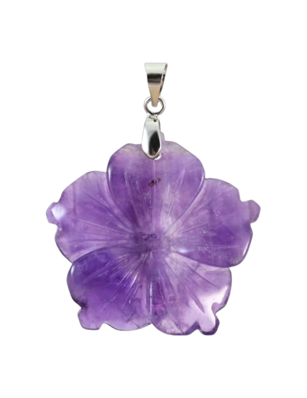 PENDENTIF FLEUR HIBISCUS EN AMÉTHYSTE