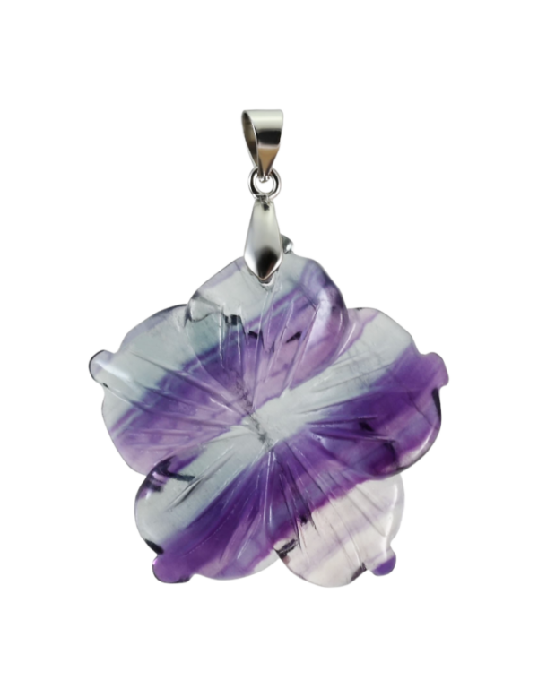 PENDENTIF FLEUR HIBISCUS EN FLUORITE MIX