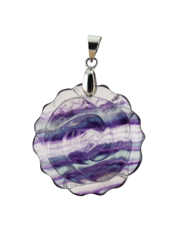 PENDENTIF FLEUR ROSE EN FLUORITE