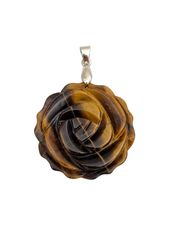 PENDENTIF FLEUR EN OEIL DE TIGRE