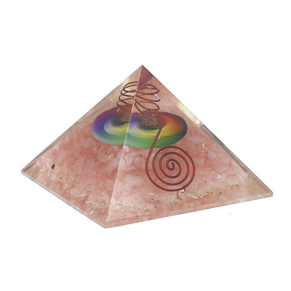 Pyramide Quartz Rose symbole Chakra Orgonite