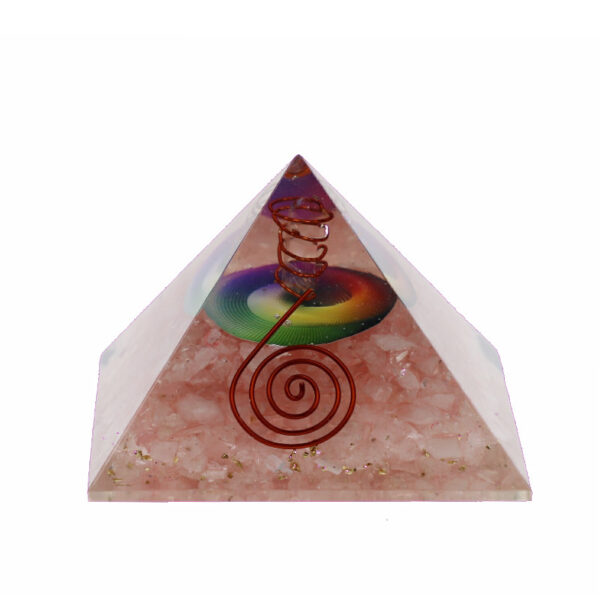 Pyramide Quartz Rose symbole Chakra Orgonite – Image 2