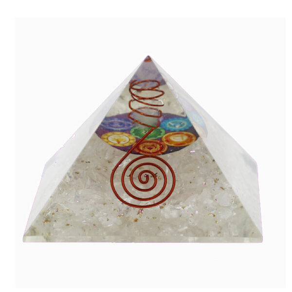 Pyramide Cristal de Roche Orgonite 7 Chakras Yoga – Image 2