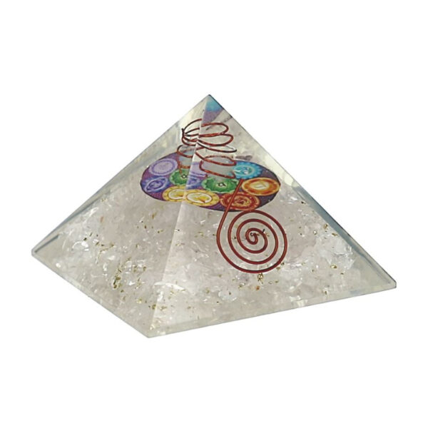 Pyramide Cristal de Roche Orgonite 7 Chakras Yoga