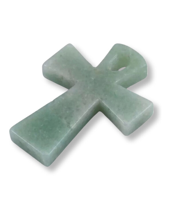 PENDENTIF AVENTURINE SCULPTÉ CROIX ANKH – Image 2