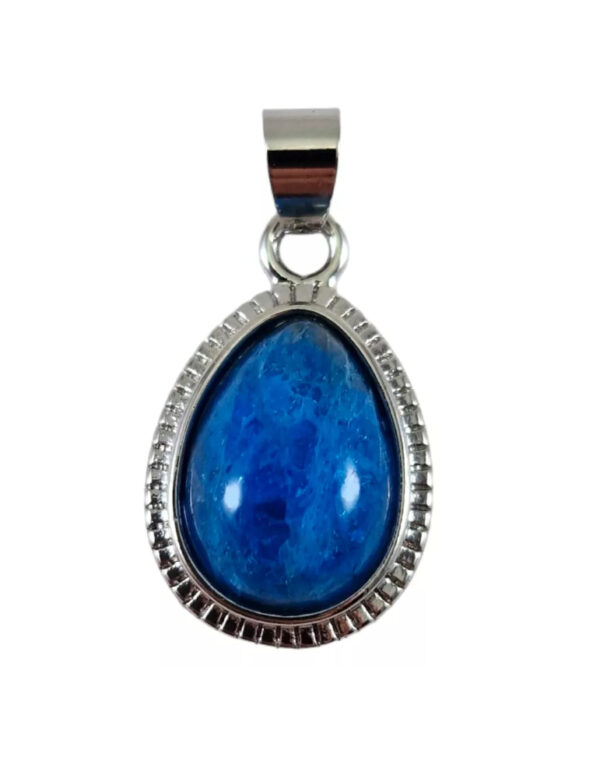 PENDENTIF APATITE BLEU GOUTTE CUIVRE PLAQUÉ