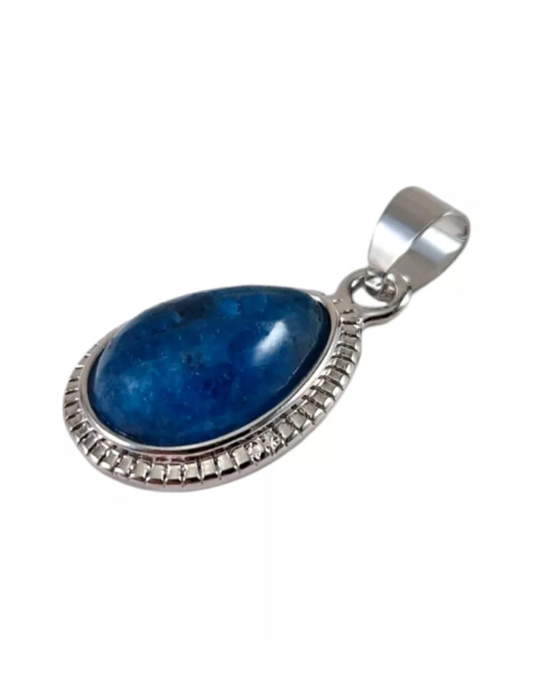 PENDENTIF APATITE BLEU GOUTTE CUIVRE PLAQUÉ – Image 2