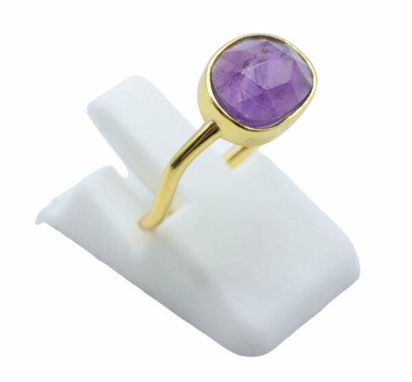 BAGUE AMETHYSTE SERTIE ARGENT 925 PLAQUE OR
