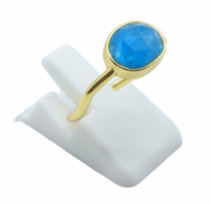 BAGUE APATITE SERTIE ARGENT 925 PLAQUE OR