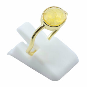 BAGUE CITRINE SERTIE ARGENT 925 PLAQUE OR
