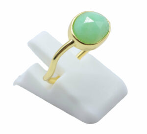 BAGUE JADE VERTE SERTIE ARGENT 925 PLAQUE OR