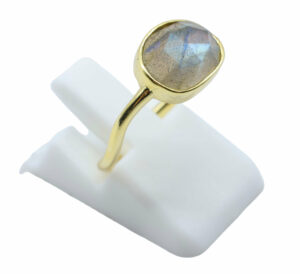 BAGUE LABRADORITE SERTIE ARGENT 925 PLAQUE OR