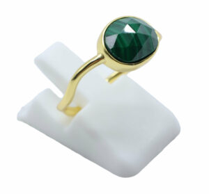 BAGUE MALACHITE SERTIE ARGENT 925 PLAQUE OR