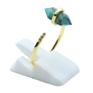 BAGUE TURQUOISE POINTE SERTIE ARGENT 925 PLAQUE OR