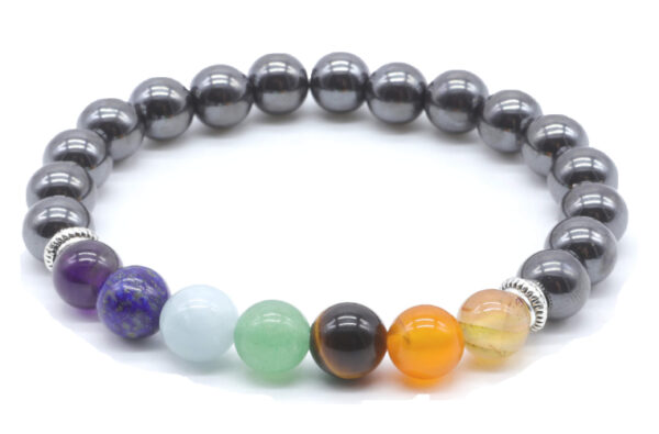 Bracelet 7 Chakras Hématite Ø 8mm – Image 2