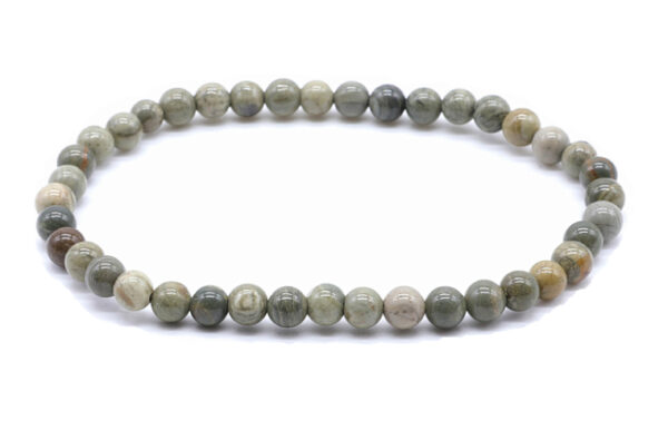 Bracelet Jaspe feuille d'argent Ø 4mm – Image 2